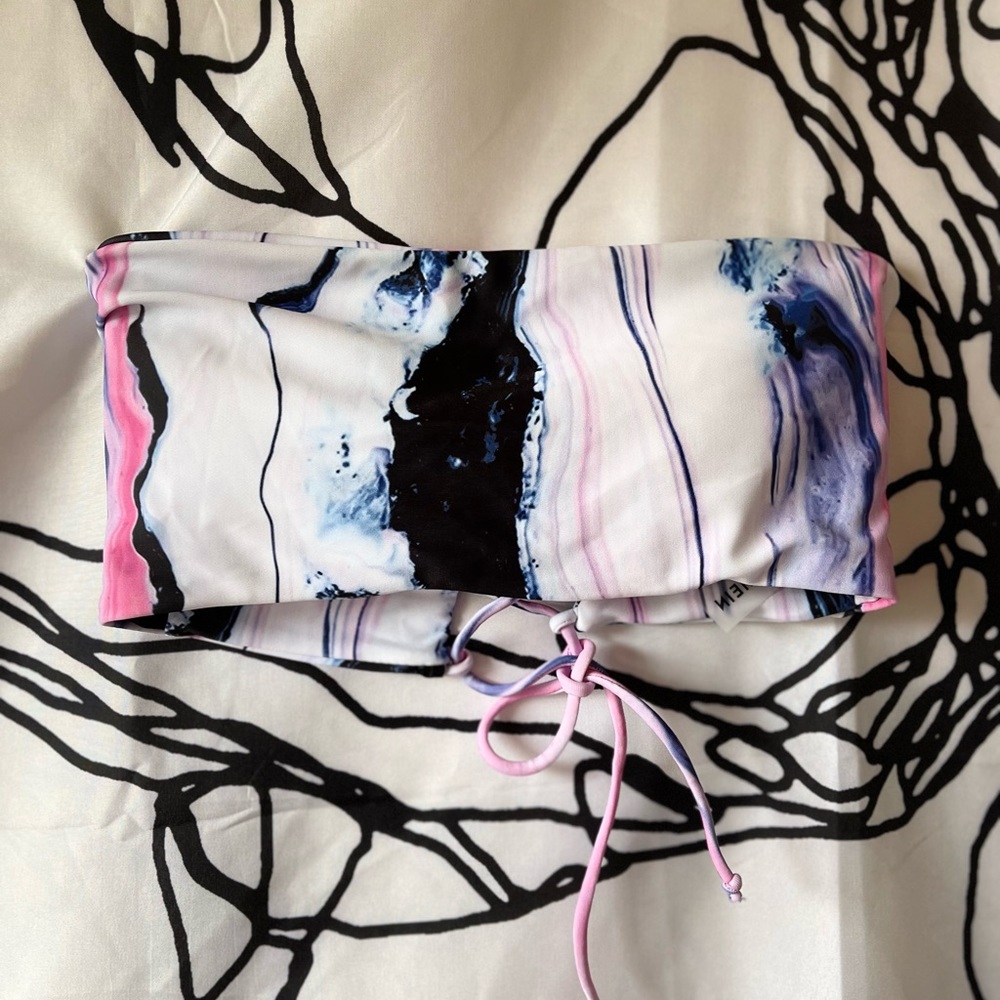 Marble Bandeau Bikini Top from SHEIN